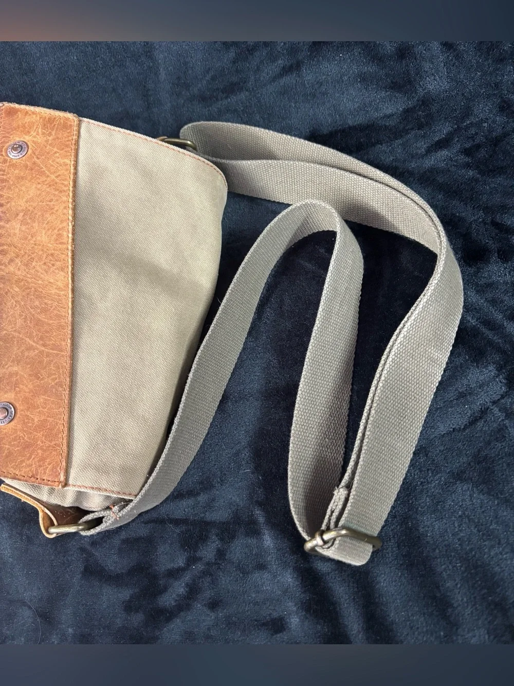 AUGUR Canvas Leather Crossbody Messenger Bag Khaki Brown Boho Utility